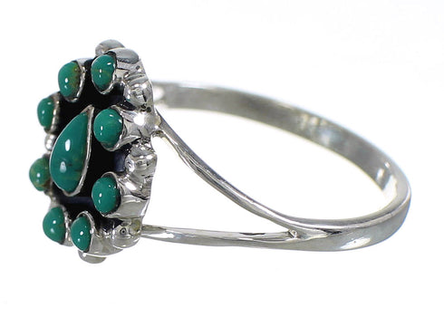 Southwestern Sterling Silver And Turquoise Ring Size 8-1/2 YX85293